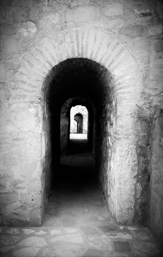 Inside the Smederevo Fortress — arched passageway